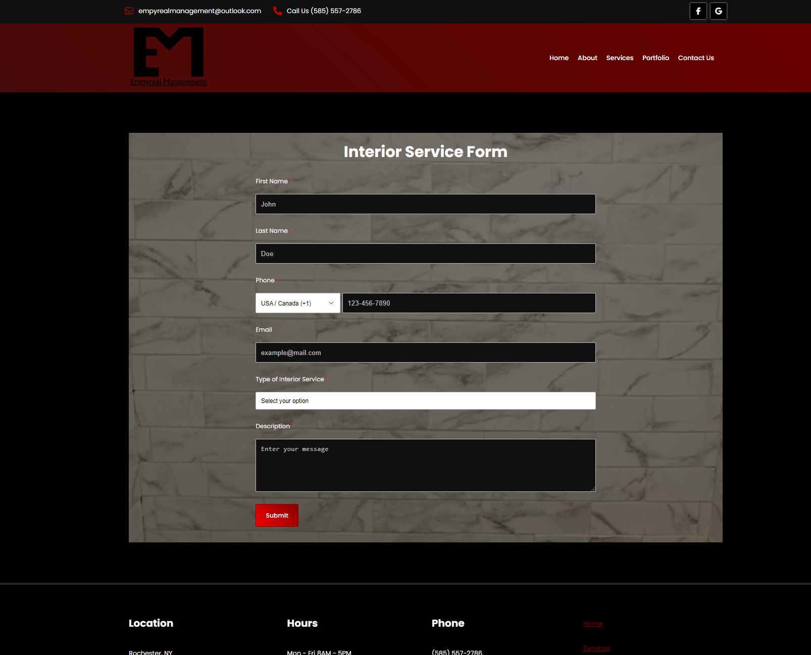 Empyreal Services Form